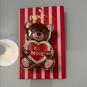 NWT Piper K Teddy Bear Valentines Claw Clip